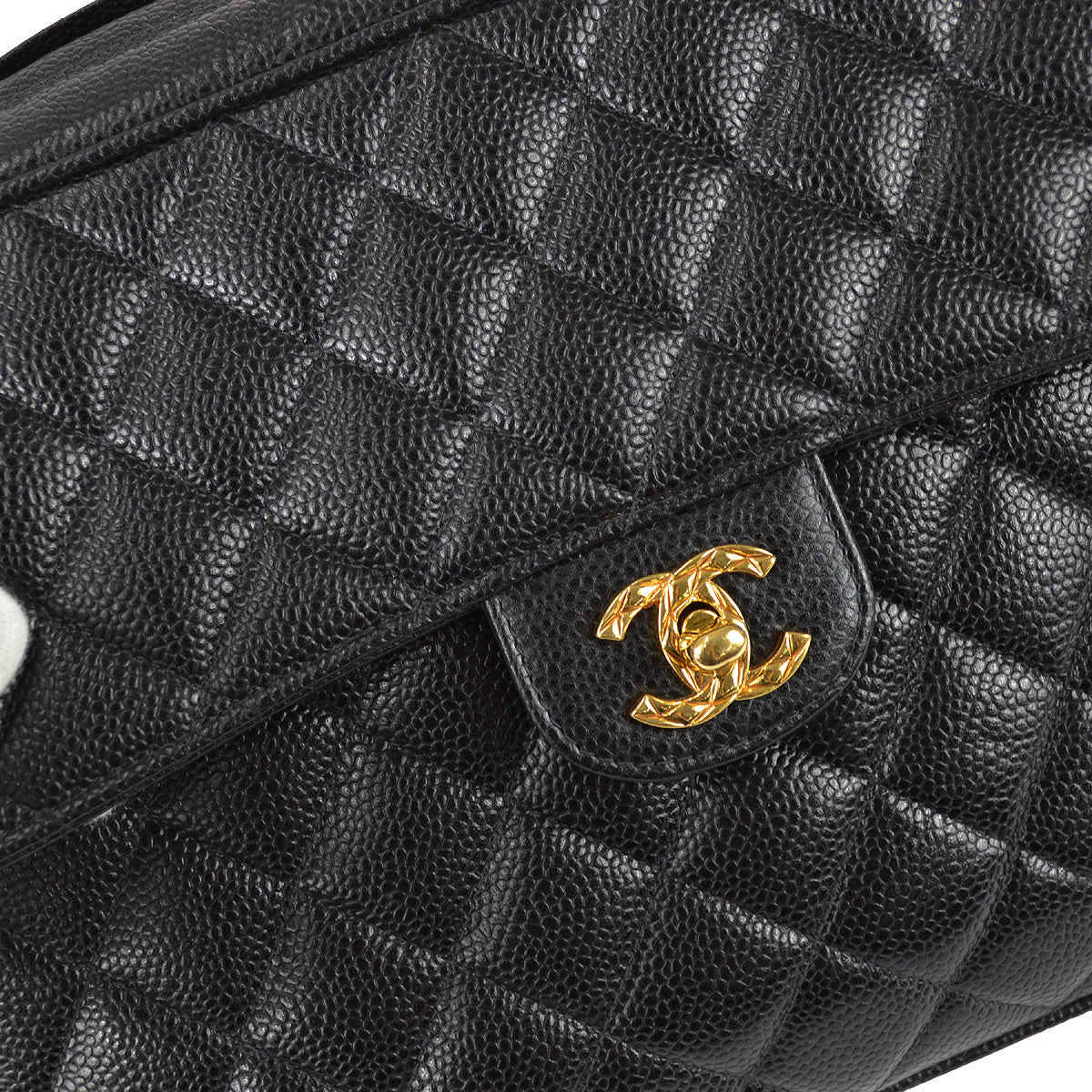 Chanel Single Chain Shoulder Bag Black Caviar