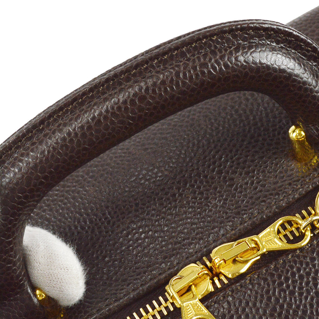 Chanel 2way Vanity Shoulder Handbag Brown Caviar