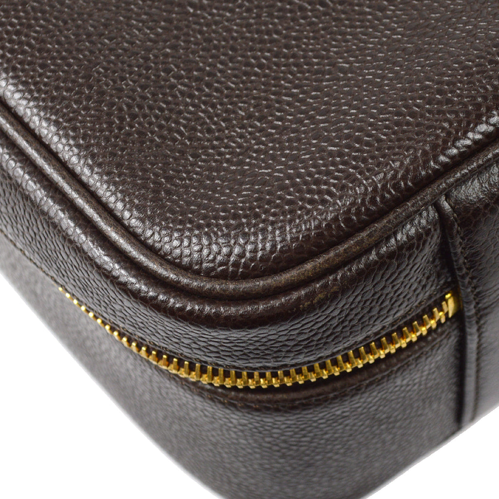 Chanel 2way Vanity Shoulder Handbag Brown Caviar