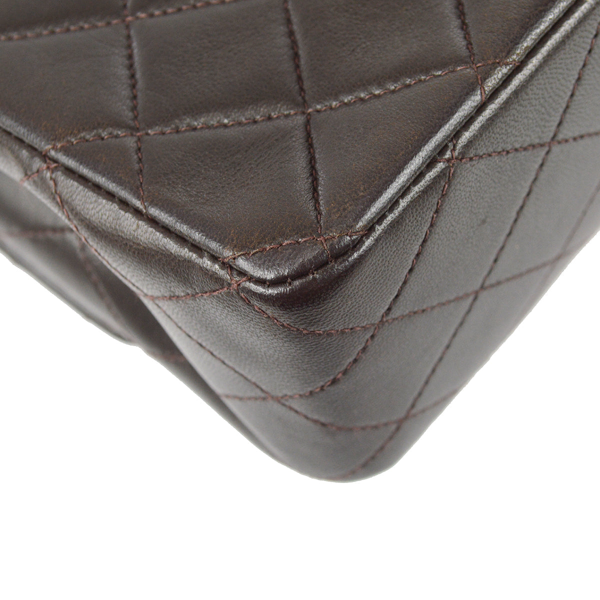 Chanel 1994-1996 Classic Double Flap Medium Shoulder Bag Brown Lambskin
