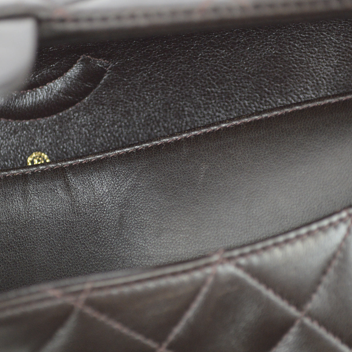 Chanel 1994-1996 Classic Double Flap Medium Shoulder Bag Brown Lambskin