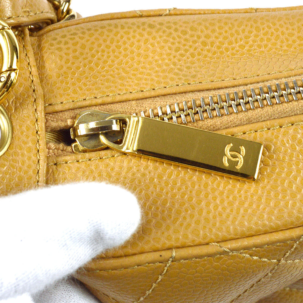 Chanel Hobo Chain Handbag Beige Caviar