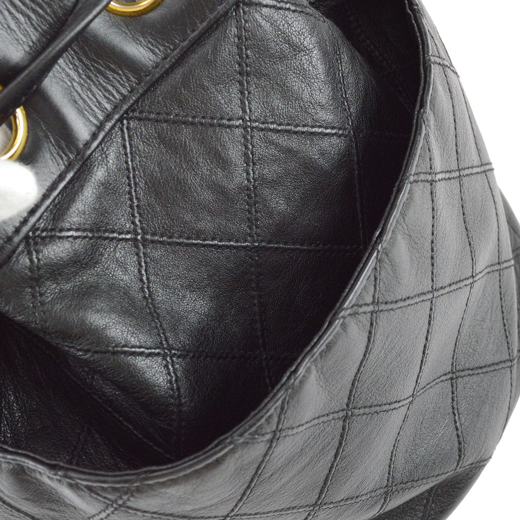 Chanel Bicolore Bucket Chain Shoulder Bag Black Lambskin