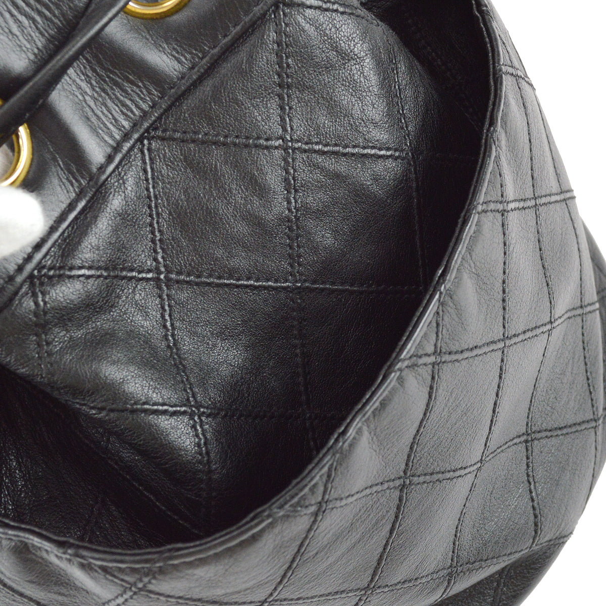 Chanel Bicolore Bucket Chain Shoulder Bag Black Lambskin
