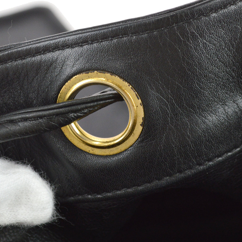 Chanel Bicolore Bucket Chain Shoulder Bag Black Lambskin