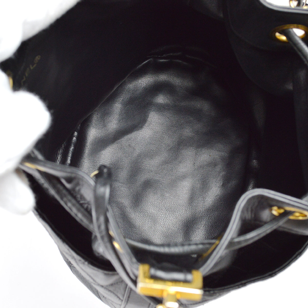 Chanel Bicolore Bucket Chain Shoulder Bag Black Lambskin