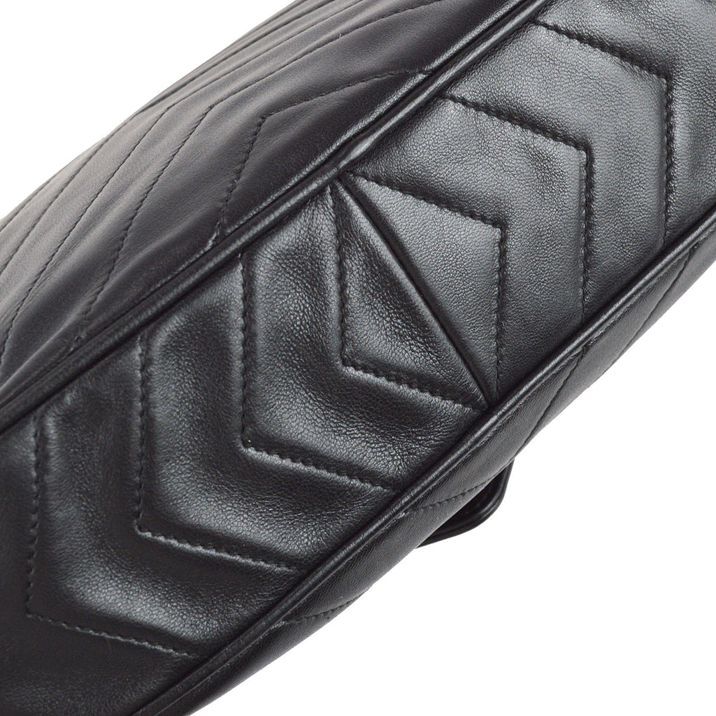 Chanel 1991-1994 Chevron Pocket Camera Bag Small Black Lambskin
