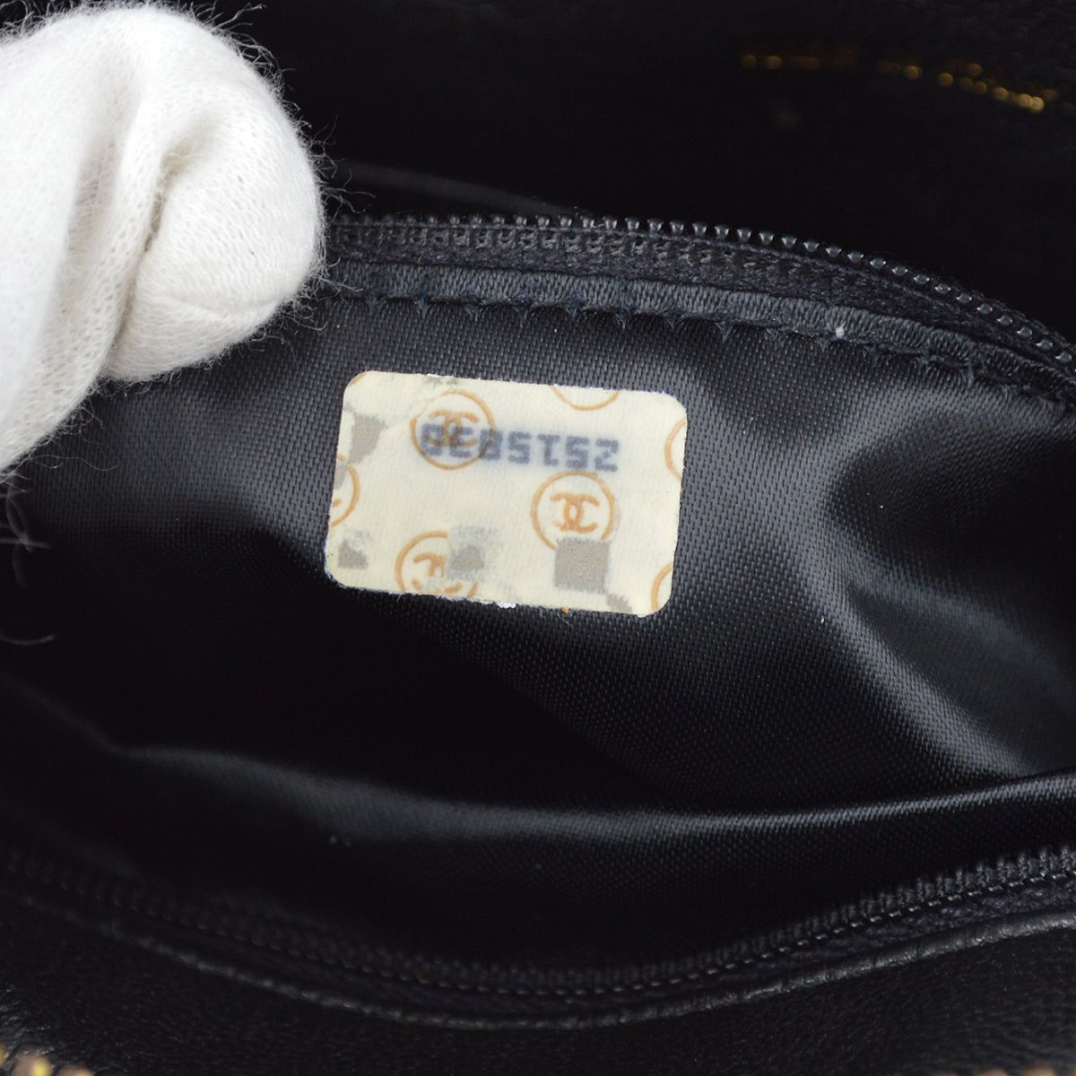 Chanel 1991-1994 Chevron Pocket Camera Bag Small Black Lambskin