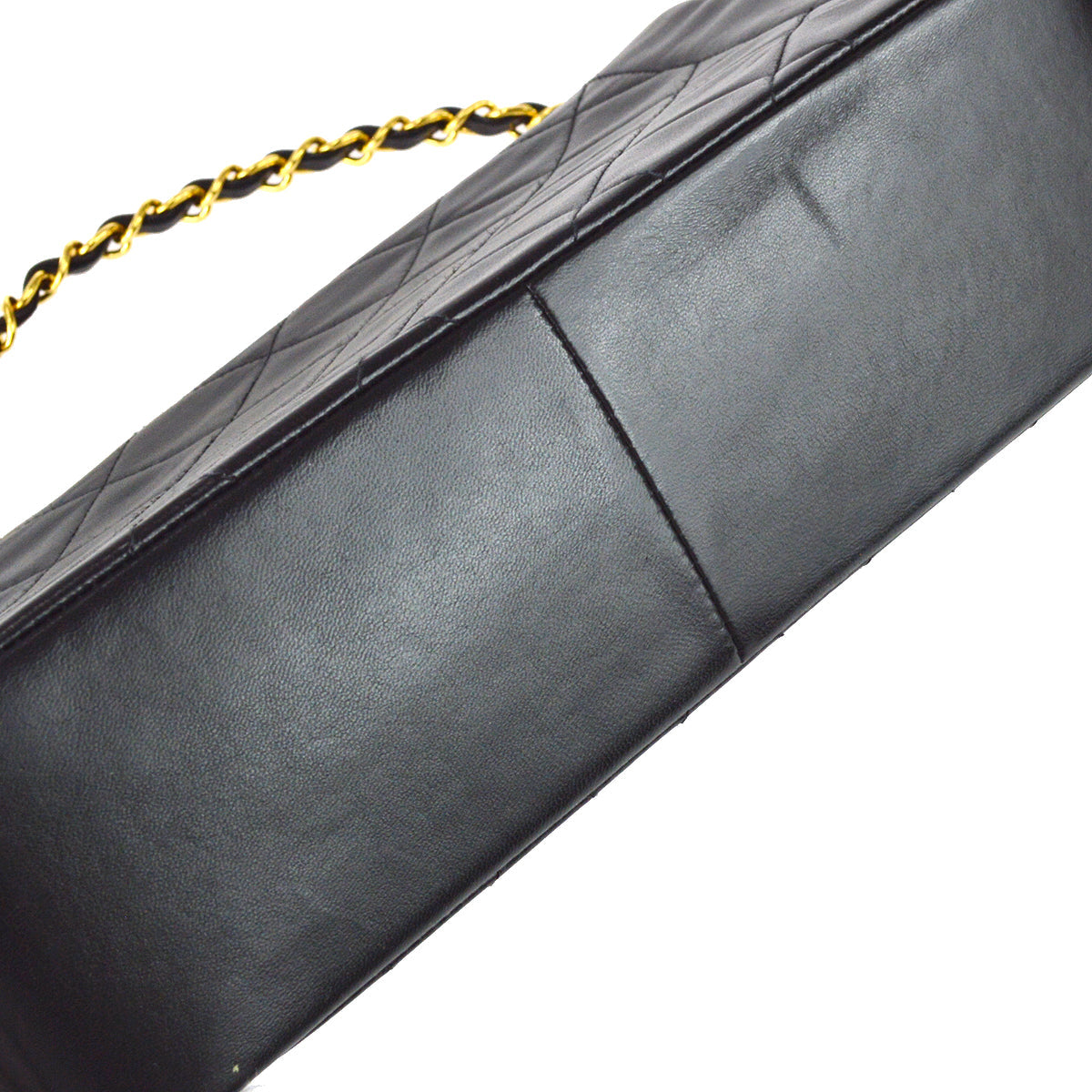 Chanel 1991-1994 Black Lambskin Medium Diana Flap Bag