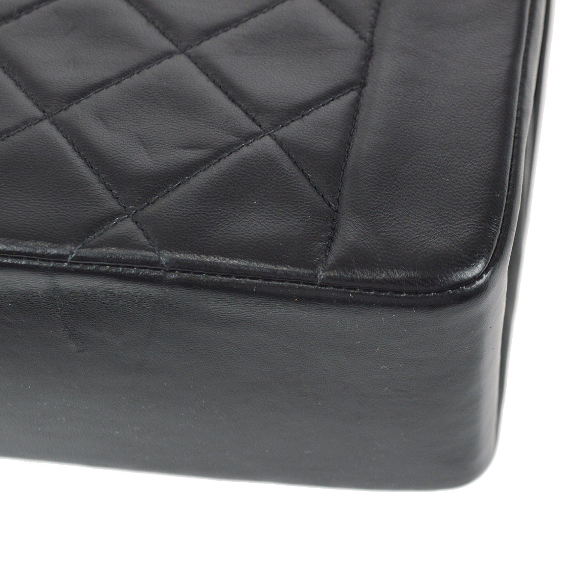Chanel 1991-1994 Black Lambskin Medium Diana Flap Bag