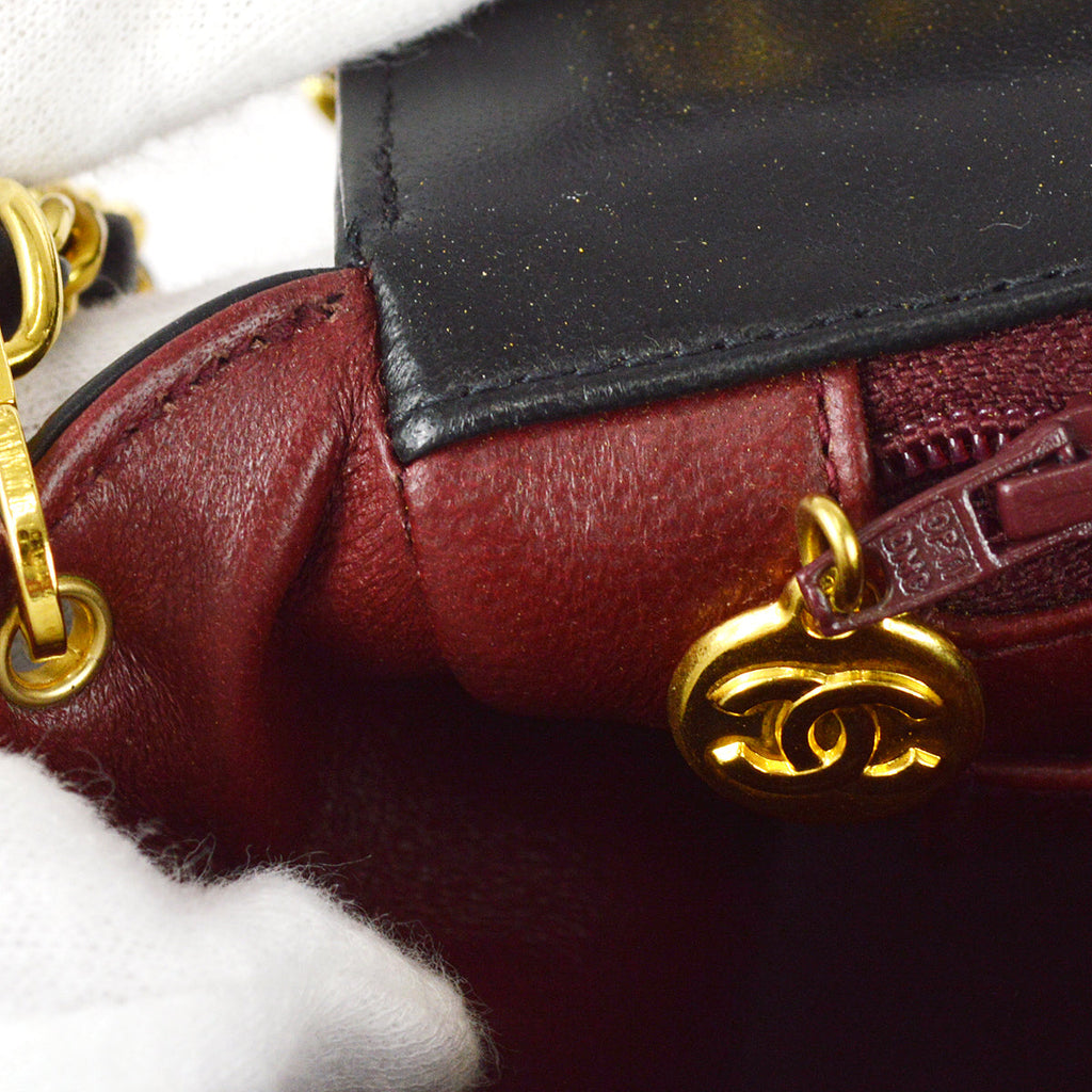 Chanel 1991-1994 Black Lambskin Medium Diana Flap Bag