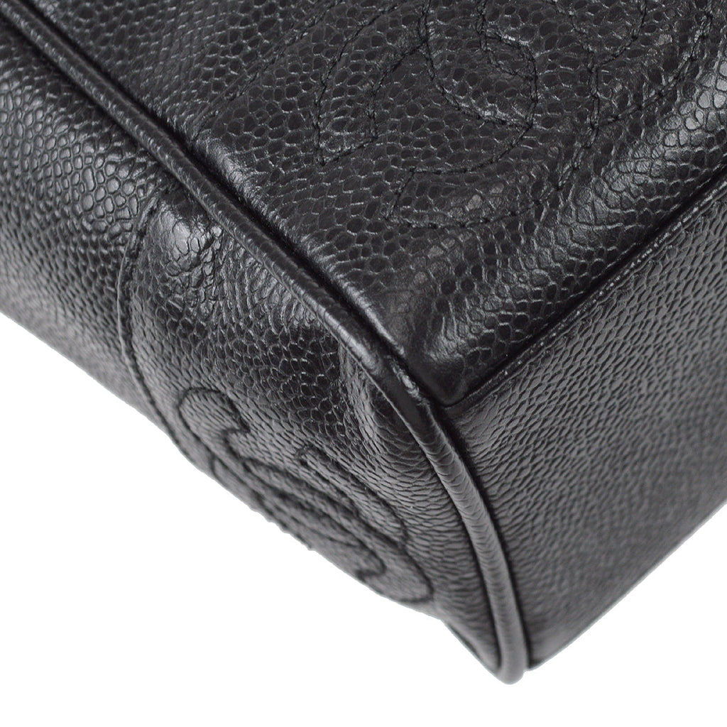Chanel Triple CC Chain Shoulder Tote Bag Black Caviar