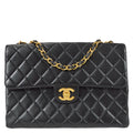 Chanel Classic Flap Jumbo Chain Shoulder Bag Black Lambskin
