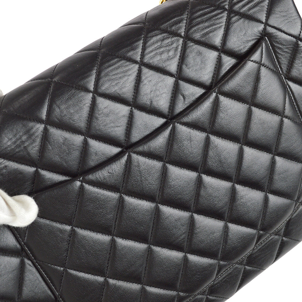 Chanel Classic Flap Jumbo Chain Shoulder Bag Black Lambskin