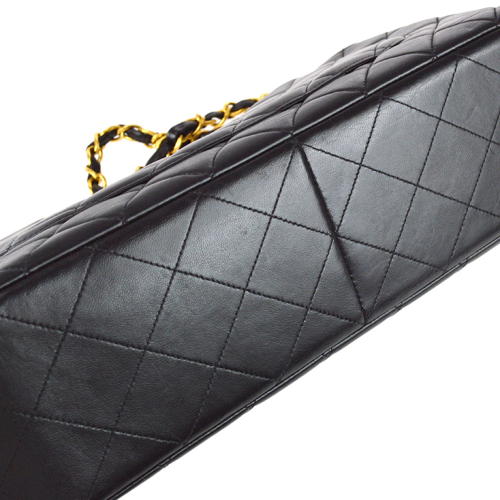 Chanel Classic Flap Jumbo Chain Shoulder Bag Black Lambskin