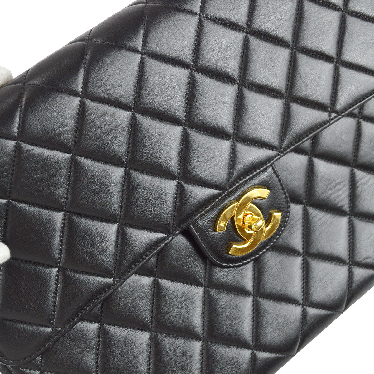 Chanel Classic Flap Jumbo Chain Shoulder Bag Black Lambskin