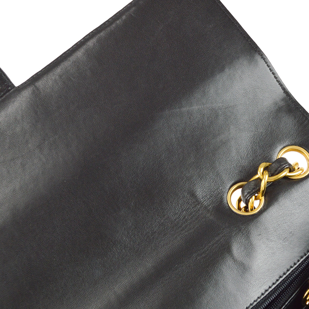 Chanel Classic Flap Jumbo Chain Shoulder Bag Black Lambskin