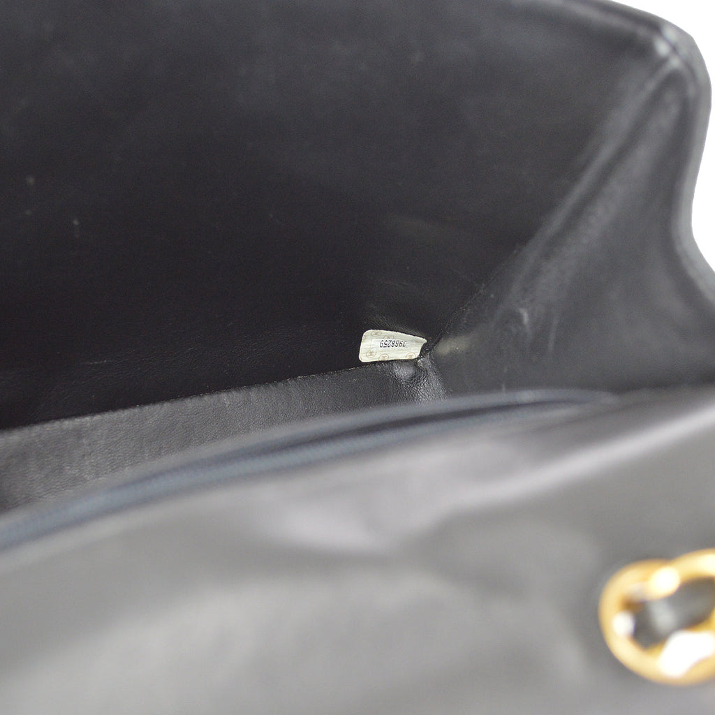 Chanel Classic Flap Jumbo Chain Shoulder Bag Black Lambskin