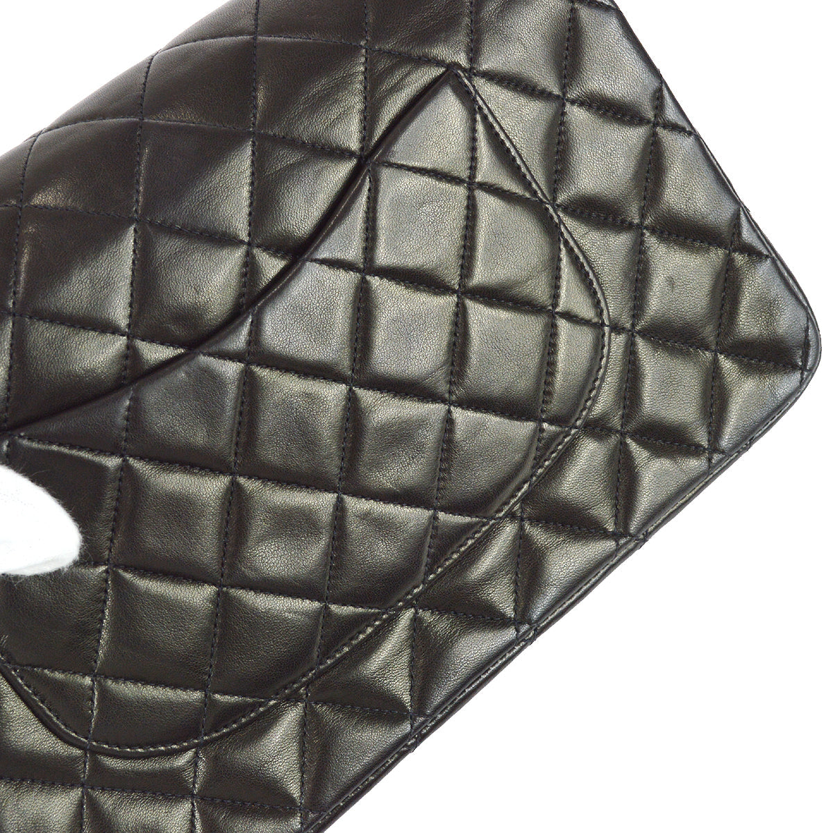 Chanel 1994-1996 Classic Double Flap Medium Shoulder Bag Black Lambskin
