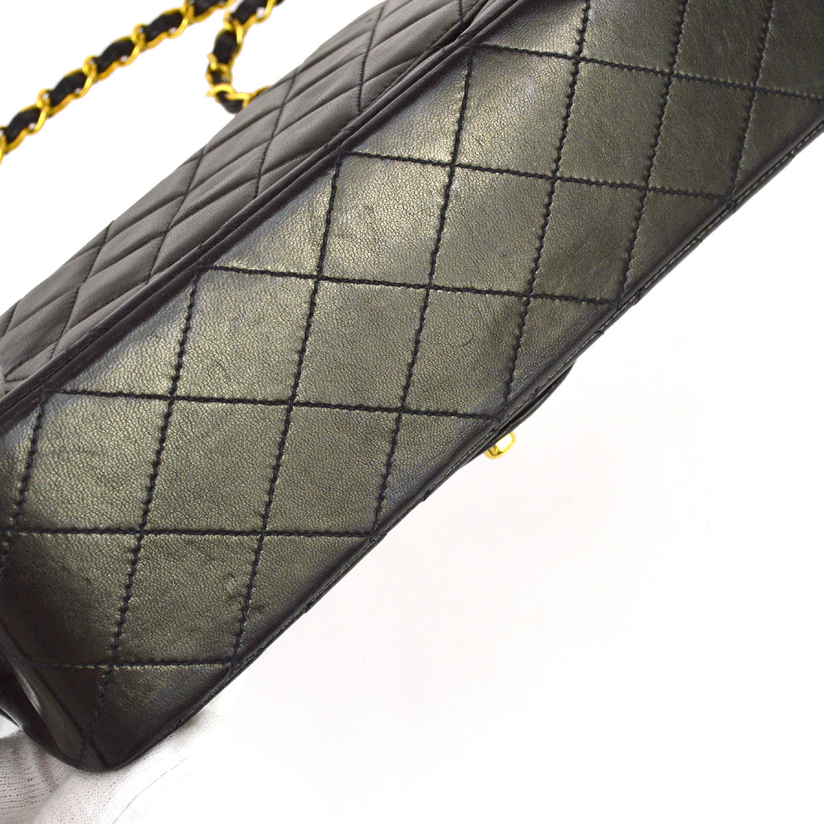 Chanel 1994-1996 Classic Double Flap Medium Shoulder Bag Black Lambskin
