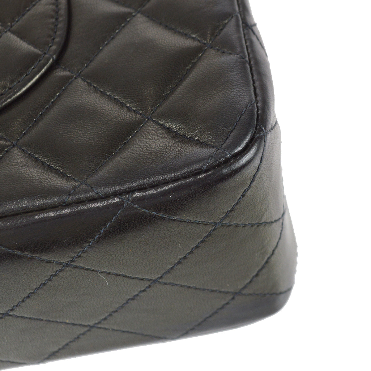 Chanel 1994-1996 Classic Double Flap Medium Shoulder Bag Black Lambskin