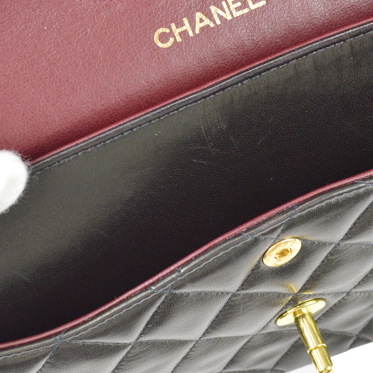 Chanel 1994-1996 Classic Double Flap Medium Shoulder Bag Black Lambskin