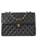 Chanel Classic Flap Jumbo Chain Shoulder Bag Black Lambskin