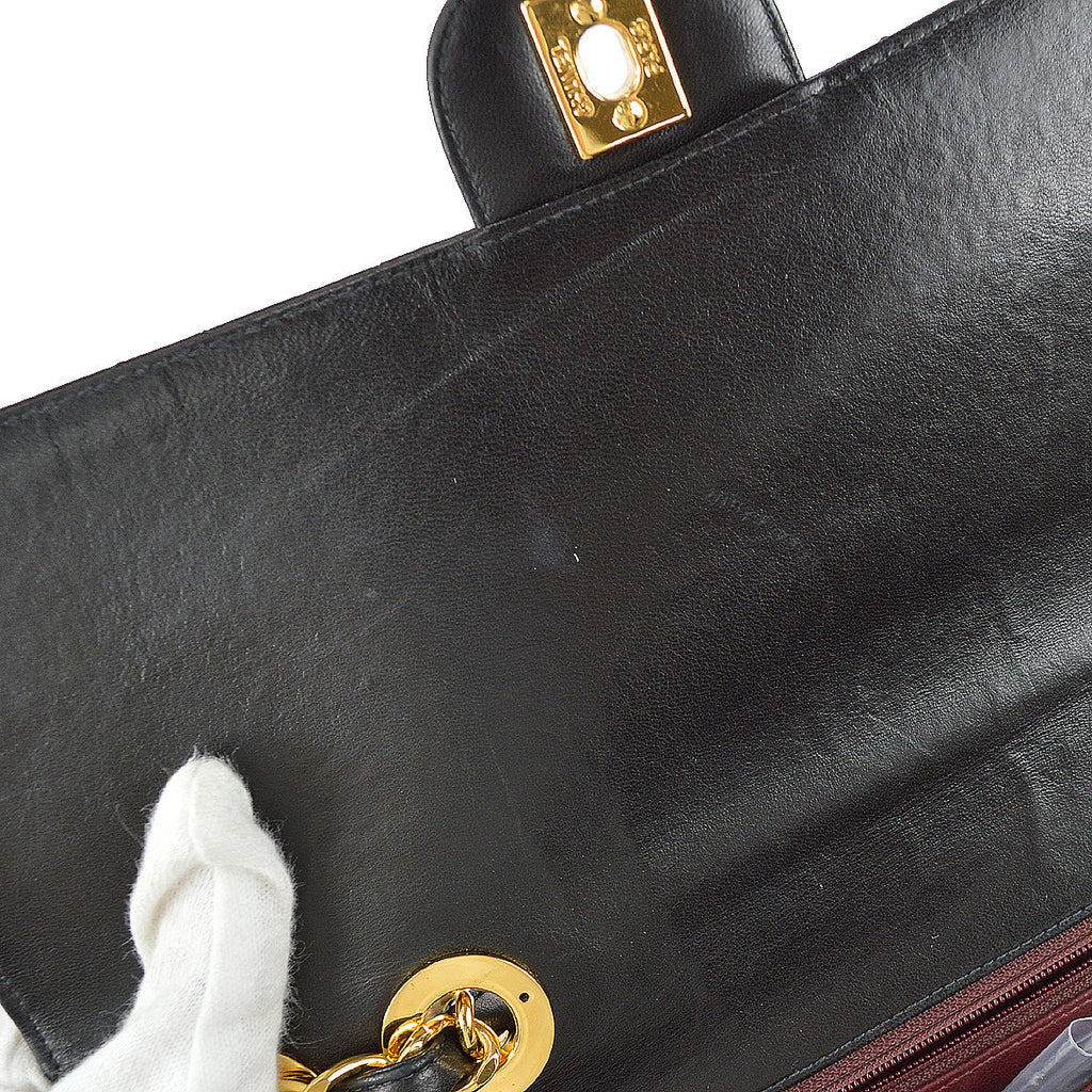 Chanel Classic Flap Jumbo Chain Shoulder Bag Black Lambskin