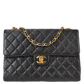 Chanel Classic Flap Jumbo Chain Shoulder Bag Black Lambskin