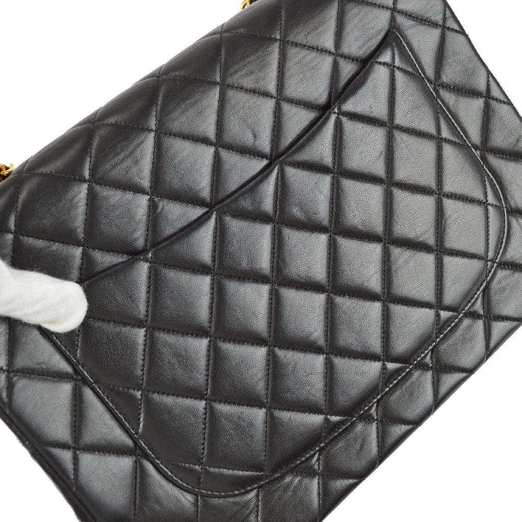 Chanel Classic Flap Jumbo Chain Shoulder Bag Black Lambskin