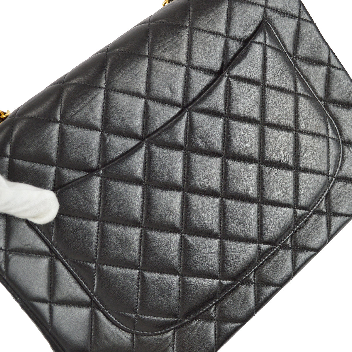 Chanel Classic Flap Jumbo Chain Shoulder Bag Black Lambskin