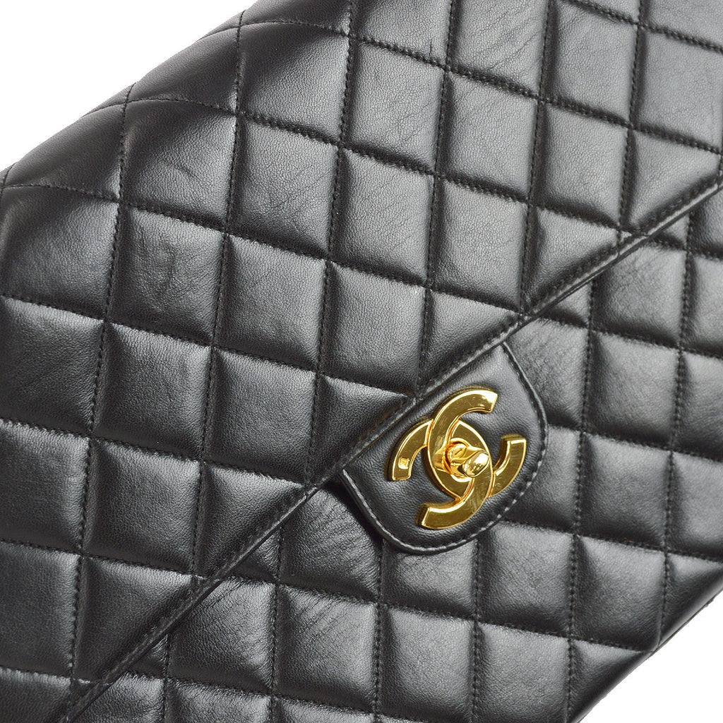 Chanel Classic Flap Jumbo Chain Shoulder Bag Black Lambskin