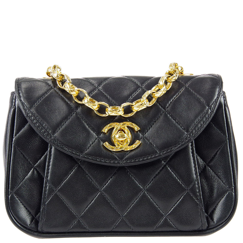 Chanel * Classic Flap Bijou Chain Shoulder Bag Black Lambskin