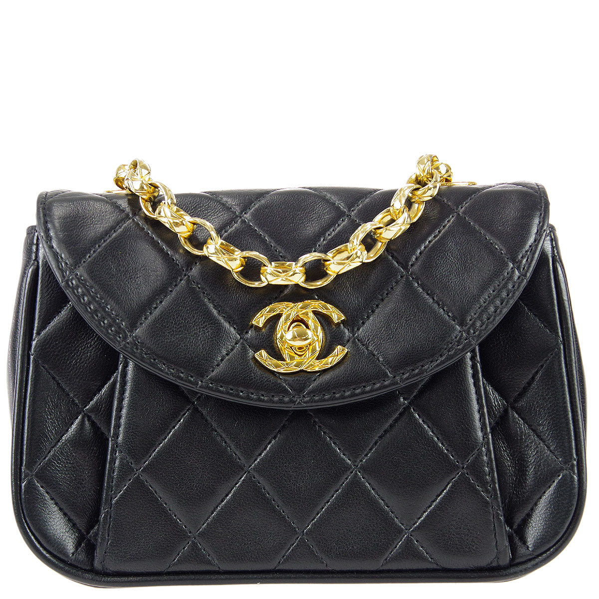 Chanel * Classic Flap Bijou Chain Shoulder Bag Black Lambskin