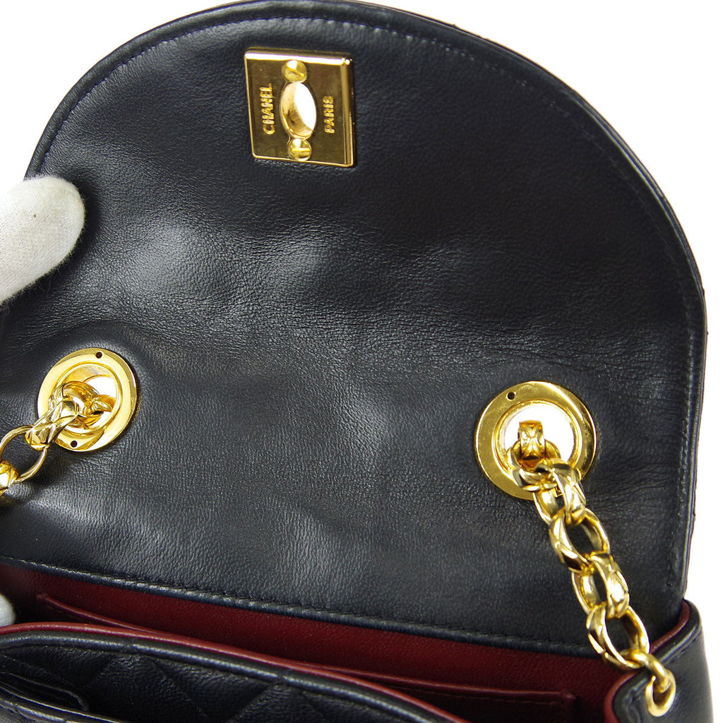 Chanel * Classic Flap Bijou Chain Shoulder Bag Black Lambskin