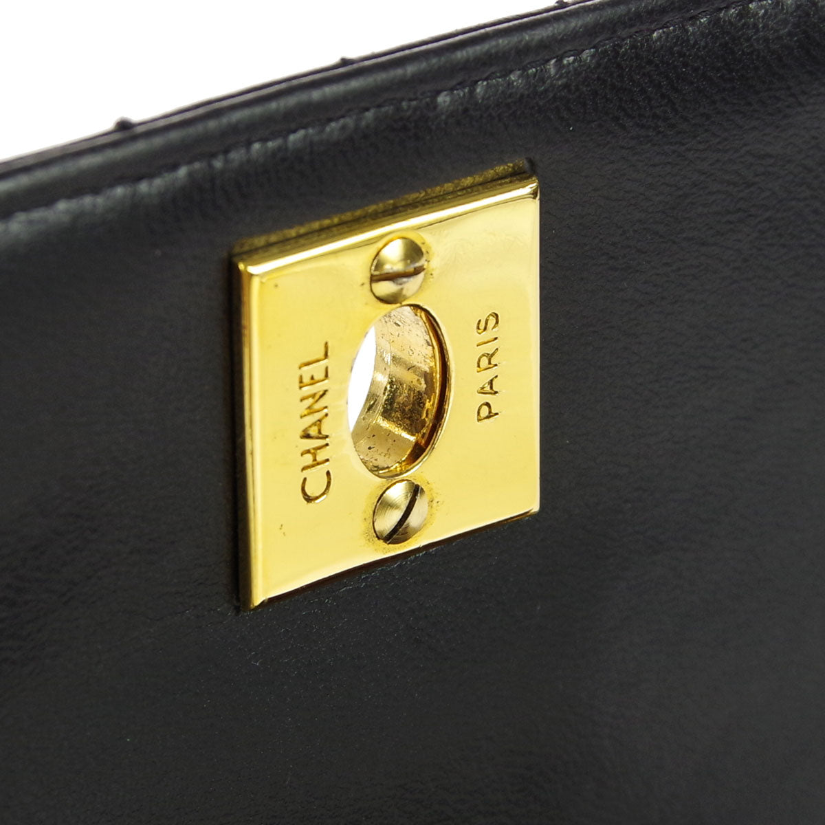 Chanel * 1994-1996 Black Lambskin Mini Vertical Stitch Straight Flap Bag