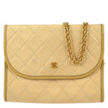 Chanel Double Chain Shoulder Bag Beige Lambskin