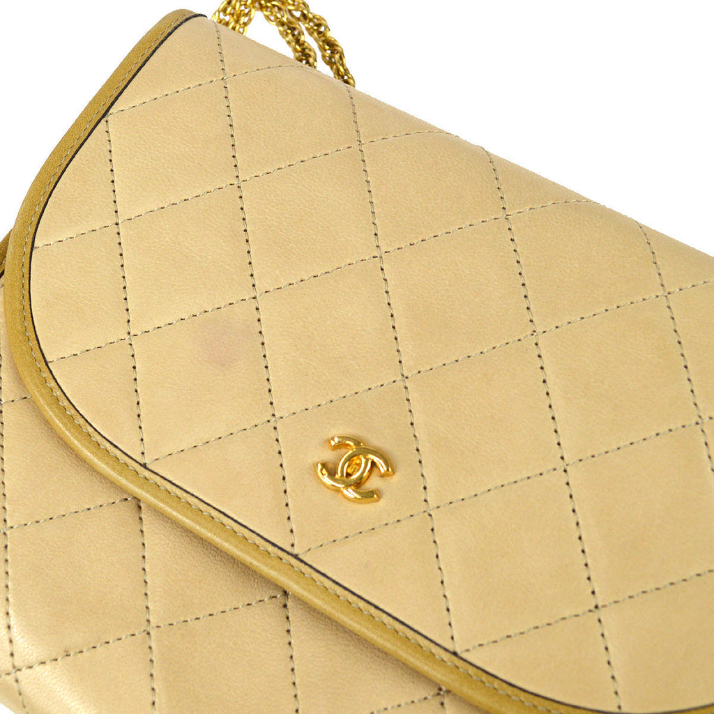 Chanel Double Chain Shoulder Bag Beige Lambskin