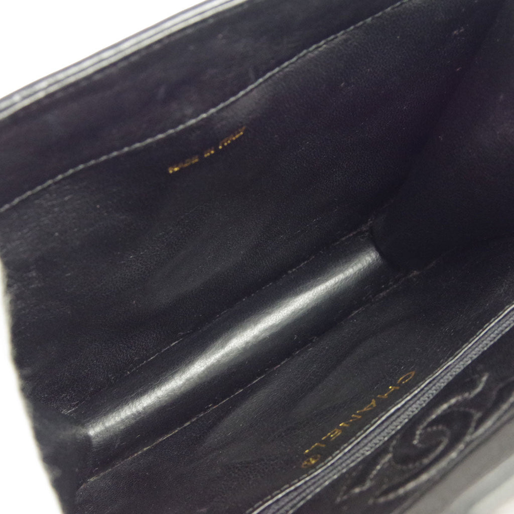 Chanel * Octagonal Chain Shoulder Bag Black Lizard