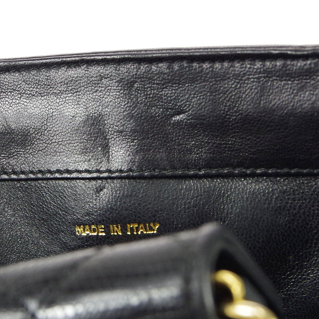 Chanel * Octagonal Chain Shoulder Bag Black Lizard