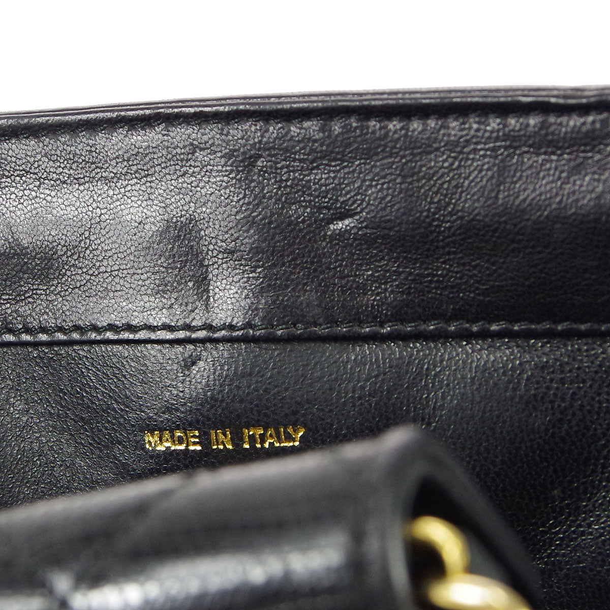Chanel * Octagonal Chain Shoulder Bag Black Lizard