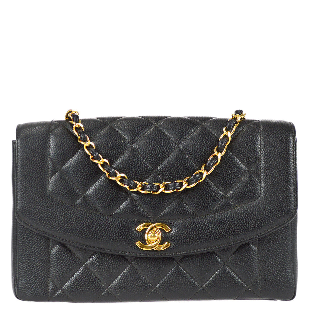 Chanel Medium Diana Chain Shoulder Bag Black Caviar