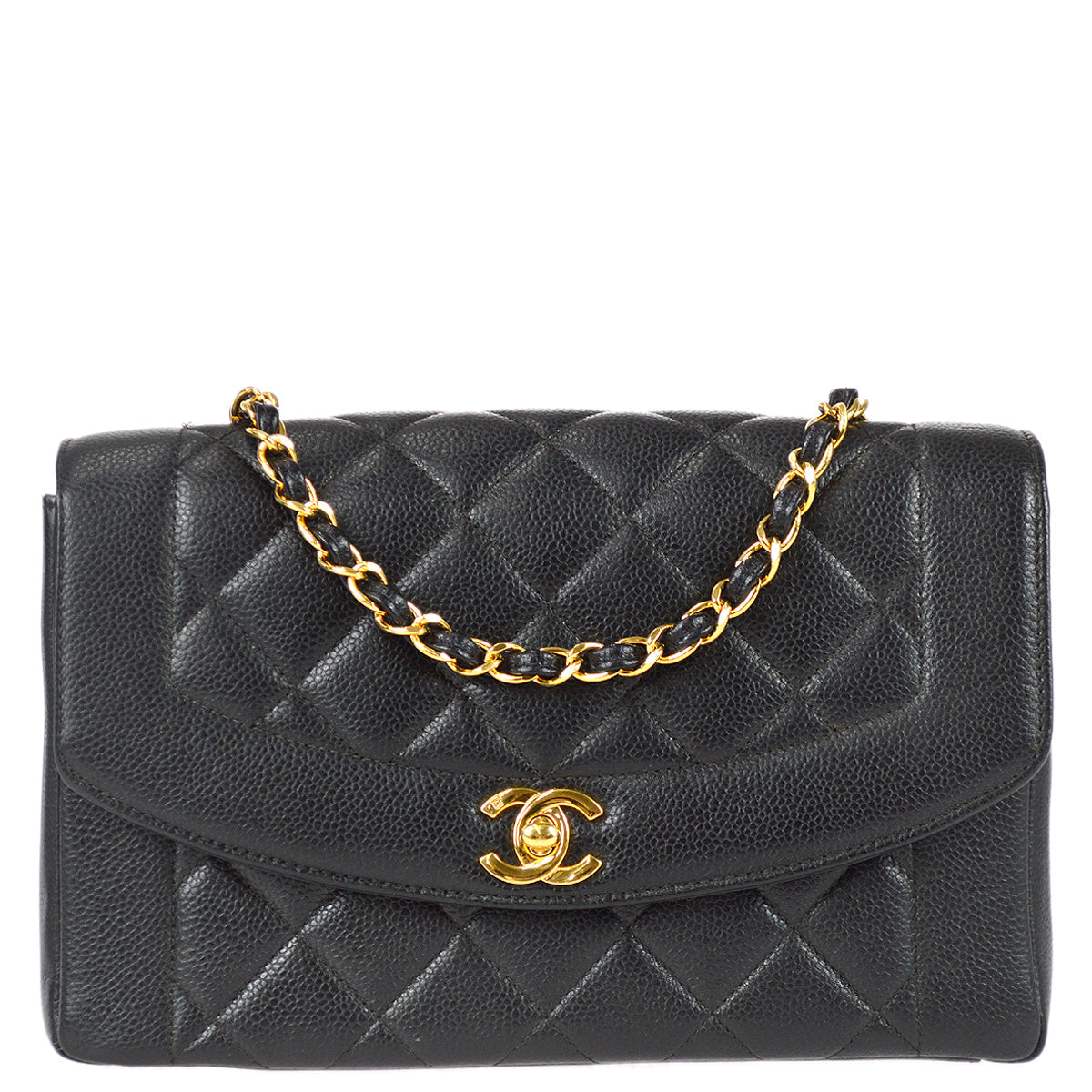 Chanel Medium Diana Chain Shoulder Bag Black Caviar