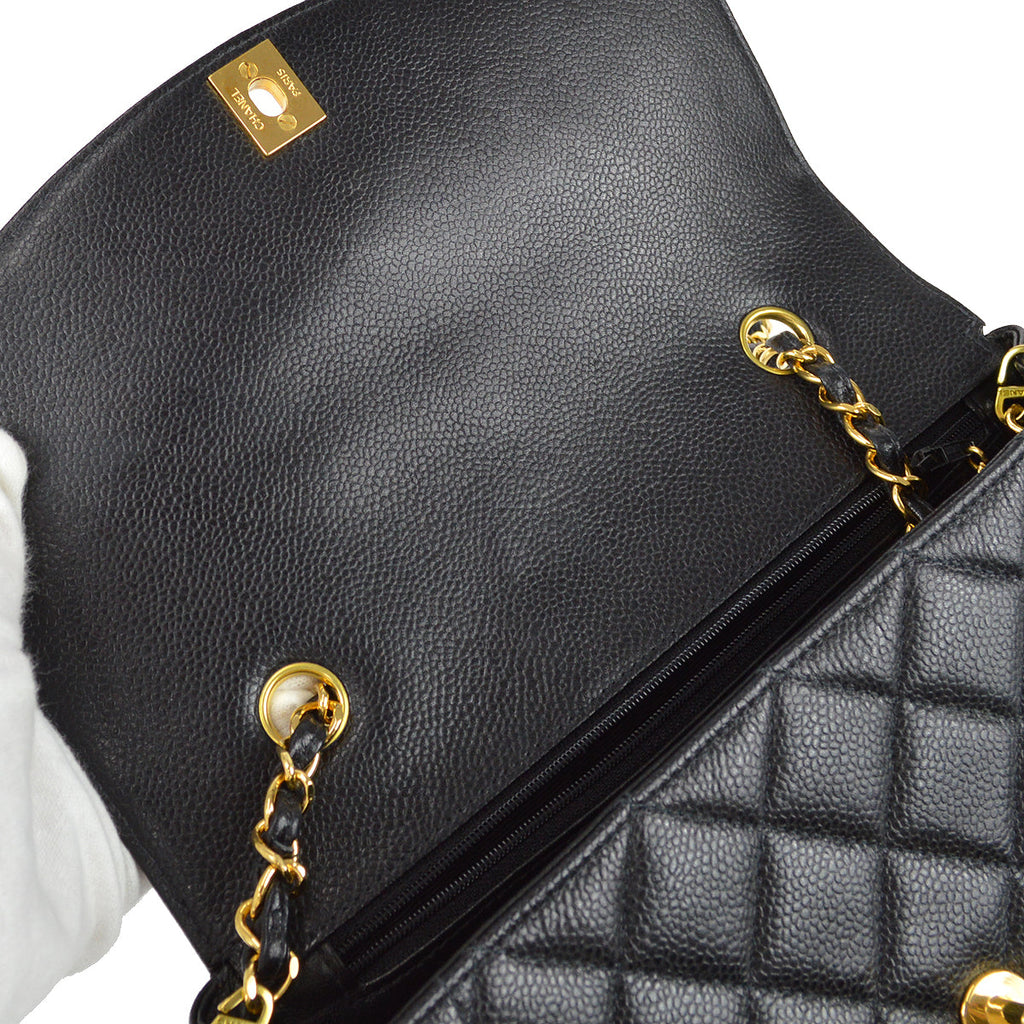 Chanel Medium Diana Chain Shoulder Bag Black Caviar