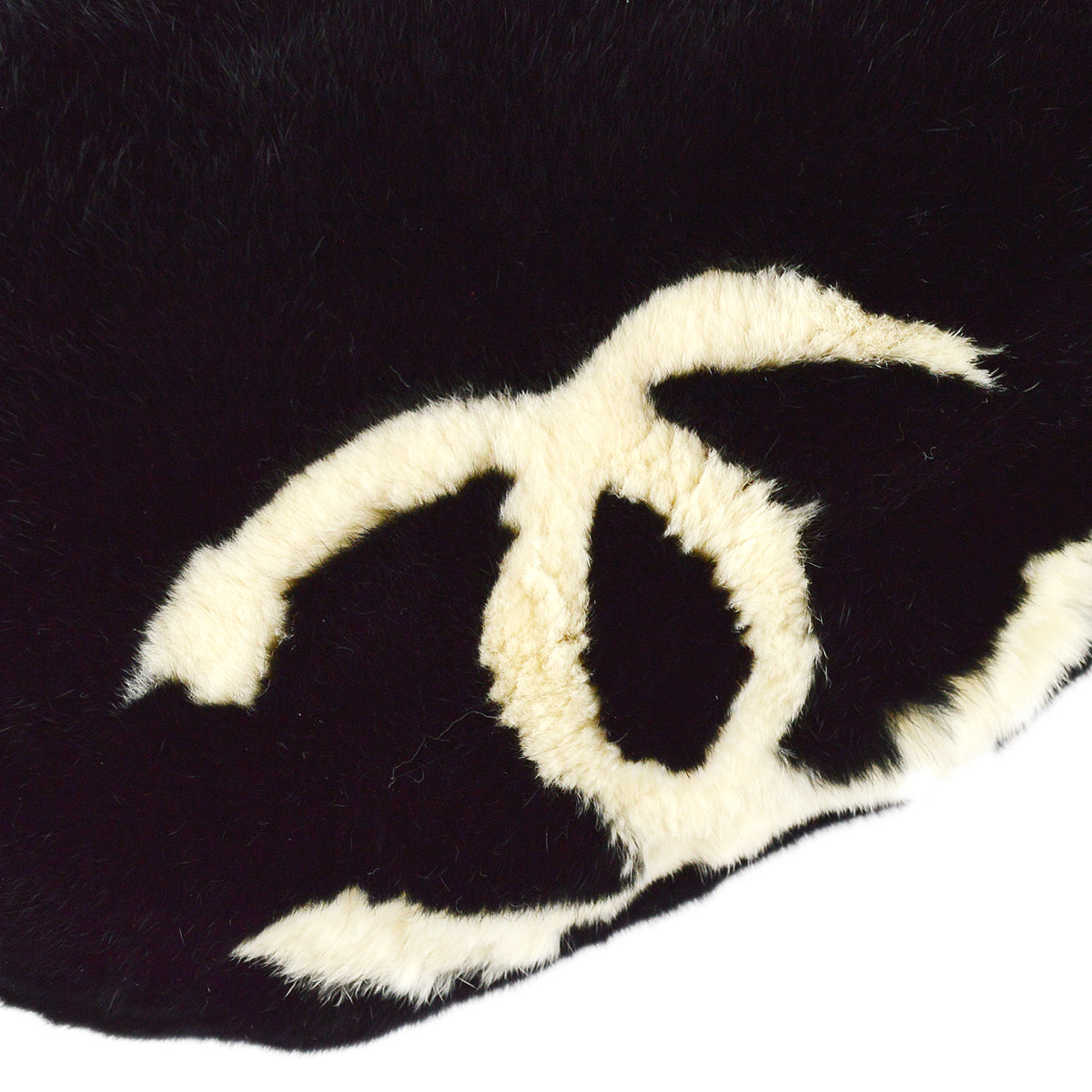 Chanel Hand Warmer Chain Shoulder Bag Black Fur