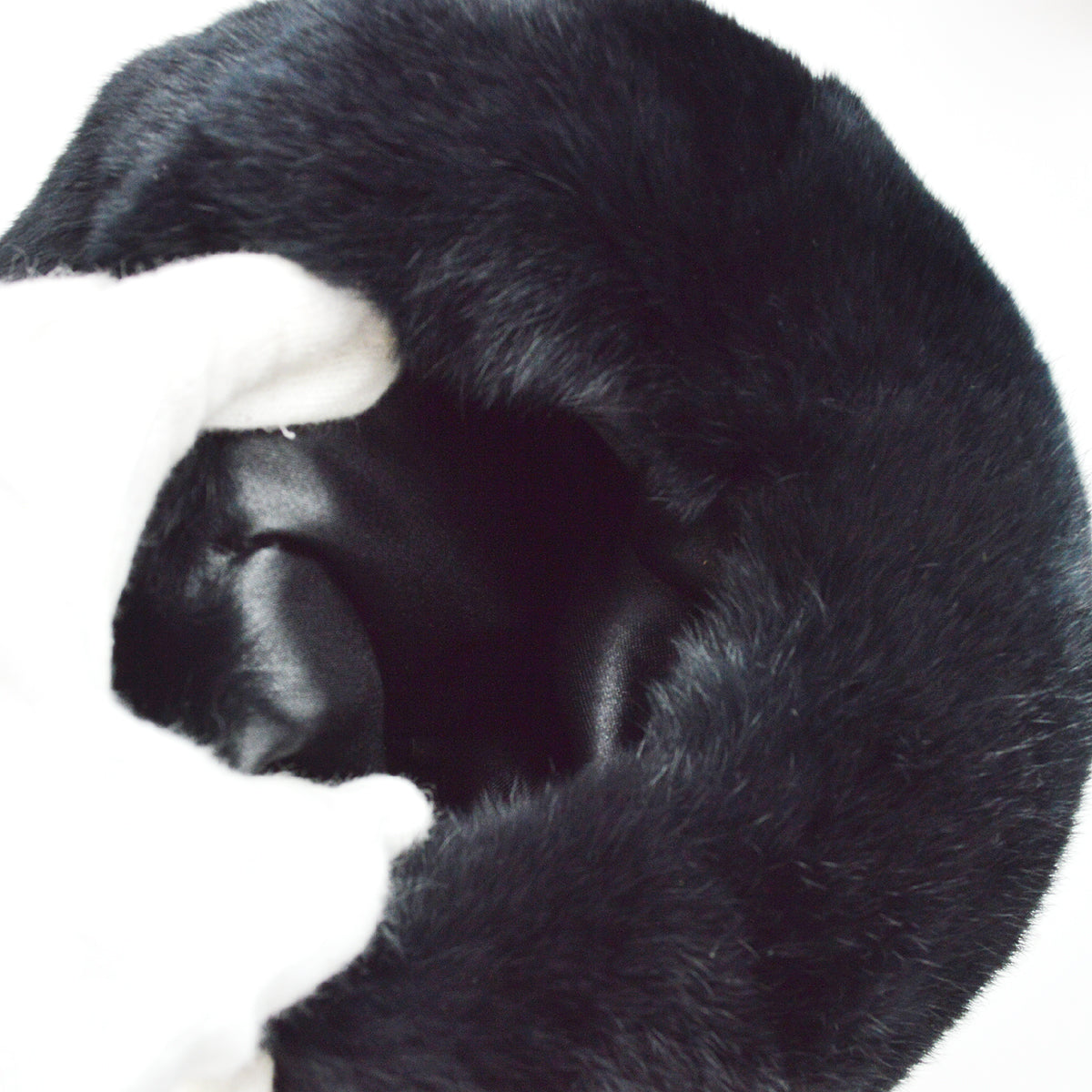 Chanel Hand Warmer Chain Shoulder Bag Black Fur