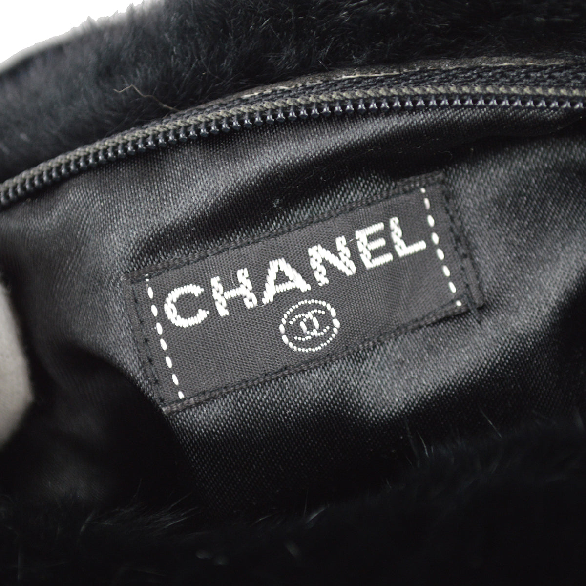 Chanel Hand Warmer Chain Shoulder Bag Black Fur