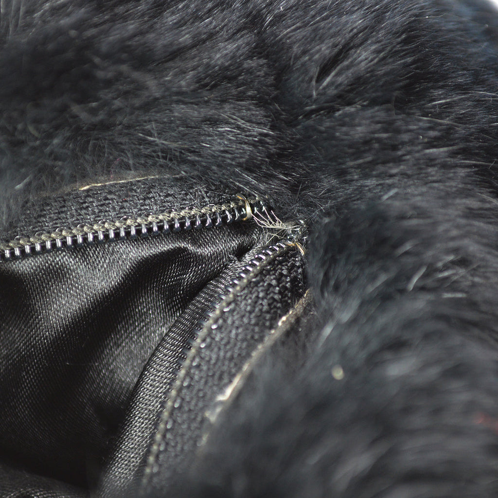Chanel Hand Warmer Chain Shoulder Bag Black Fur