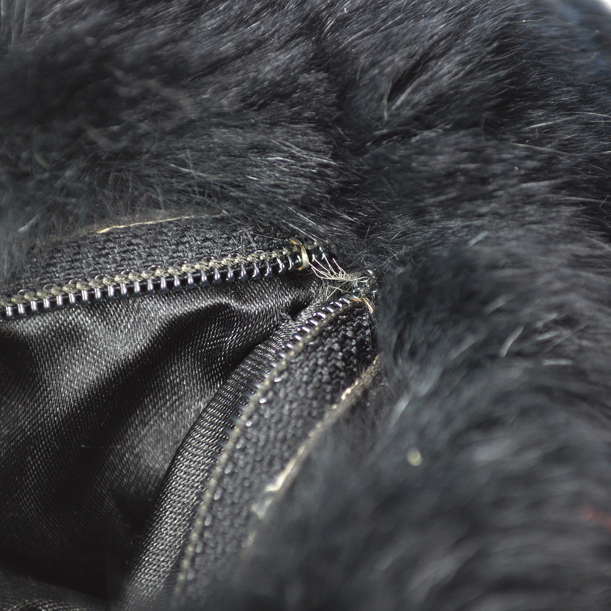 Chanel Hand Warmer Chain Shoulder Bag Black Fur
