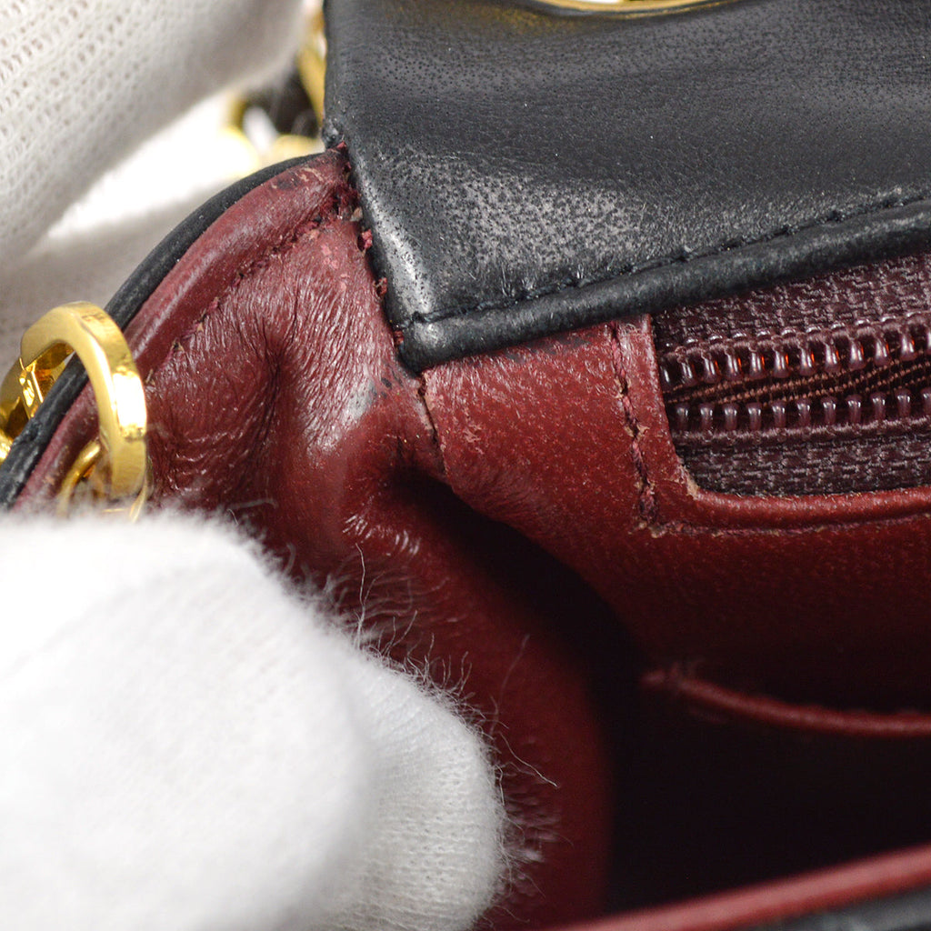 Chanel 1989-1991 Classic Flap Mini Square Chain Shoulder Bag Black Lambskin
